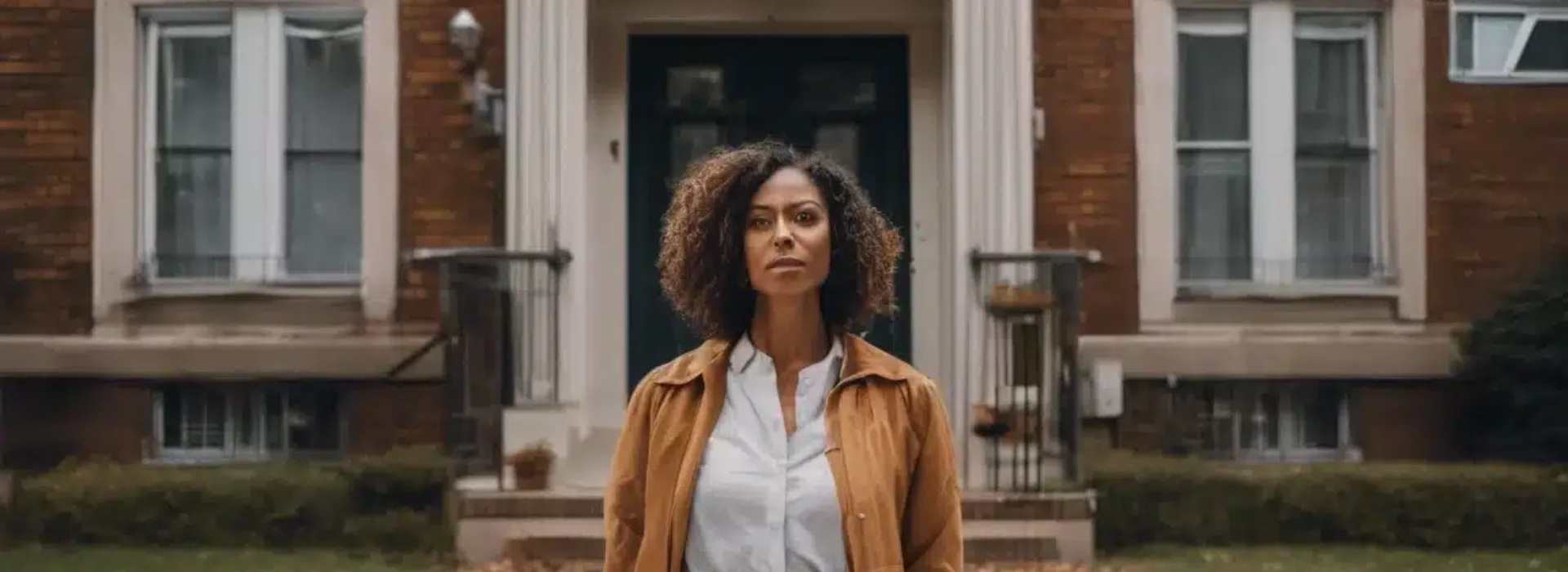 femme devant une maison